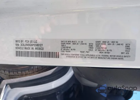 2023 Ram Promaster 2500 High Roof 159 Wb z USA, uszkodzony, nr VIN 3C6LRVDG6PE580127